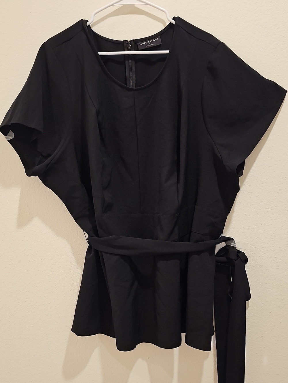 Lane Bryant Black Flutter-Sleeve Belted Tunic